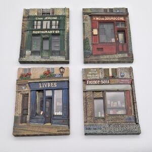 Chiu Tak Hak 3D Paris Store Front Resin Plaques Set Of 4